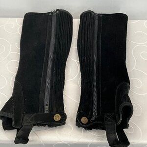 Perris Riding Half Chaps Black Suede CL Zipper Closure Horseback Gear